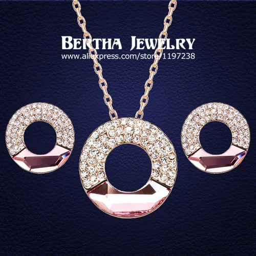 

Luxury Elegant Exquisite Gold Color Cystal Jewelry Sets Earrings Necklaces For Women Made With Swarovski Elements Top Quality