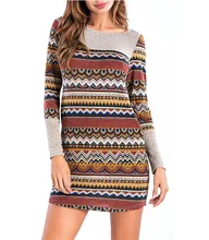 2019 style o-neck color block woman dress above knee mini striped print patchwork sheath slim plus size female dress color block geometry patchwork plus size knitwear