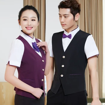 

Hotel Uniform Summer Female Bar Waiter Clothes Restaurant Jiachun Ktv Short Sleeved Waitress Work Clothes Overall Cafe Suit J115