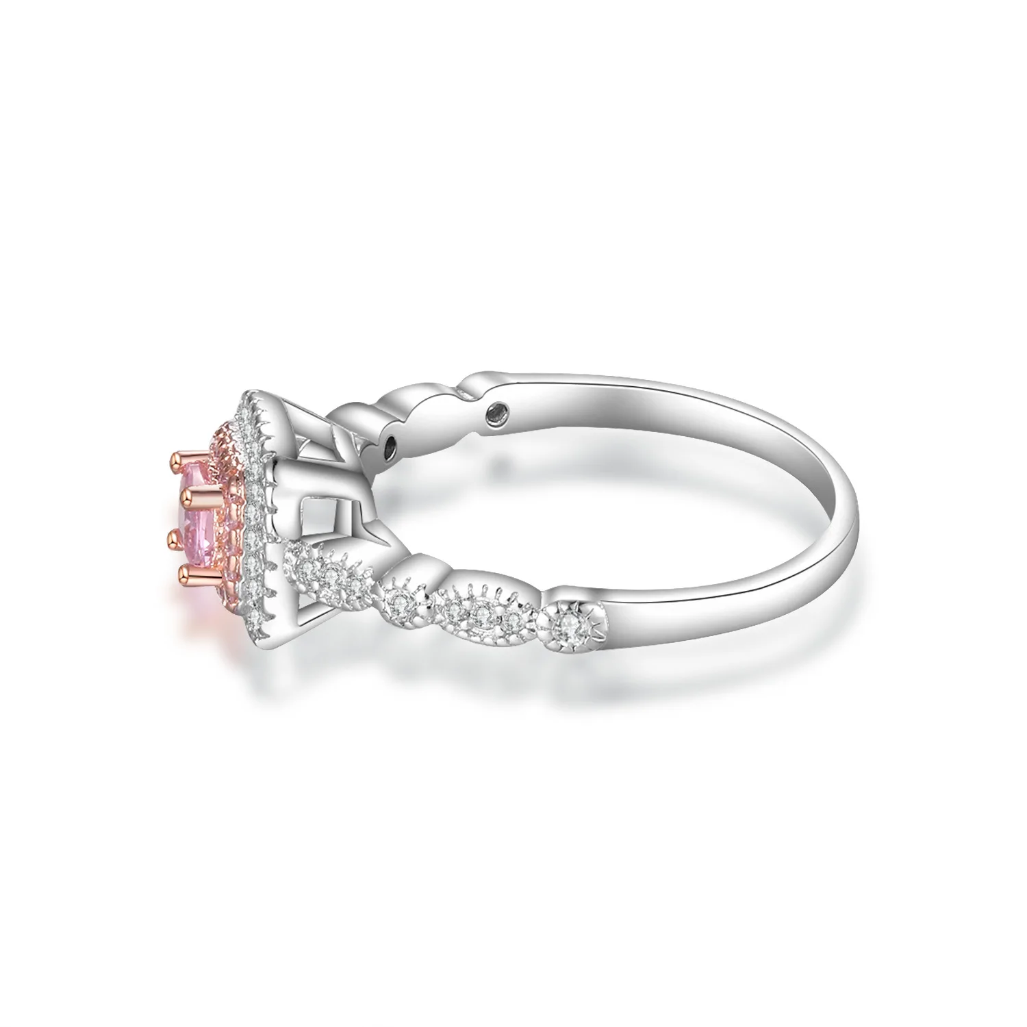 14 K Золотое кольцо с розовым бриллиантом квадратное обручальное драгоценный - Фото №1