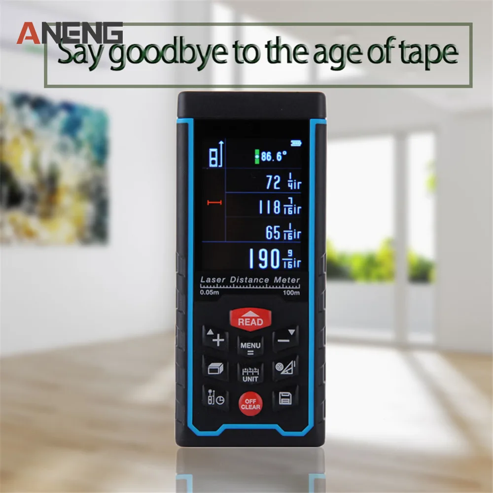 

100m Portable Handheld Digital Laser Distance Meter Color Display Range Finder Diastimeter Area Volume Measurement Rangefinder