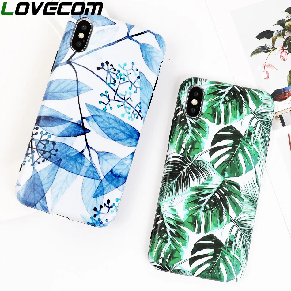 

LOVECOM Case For iPhone XS Max XR 6 6S 7 8 Plus X Banana Leaves Full Body IMD Soft Protector Phone Back Cover Case Shell Coque