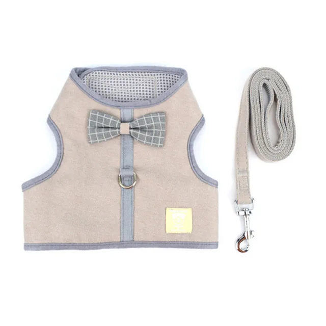 Жилет для собак Cats Harness Vest Bowknot Маленький / Средний Жгут Регулируемый щенок Кошка Стропы Поводки - Цвет: gray