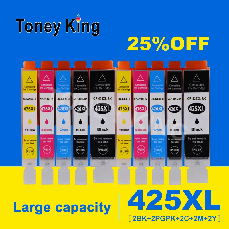 

Toney King PGI425 Ink Cartridge for Canon PGI 425 CLI 426 PGI-425 CLI-426 PIXMA MG5240 MG5140 MG5340 IP4840 IP4940 Printer
