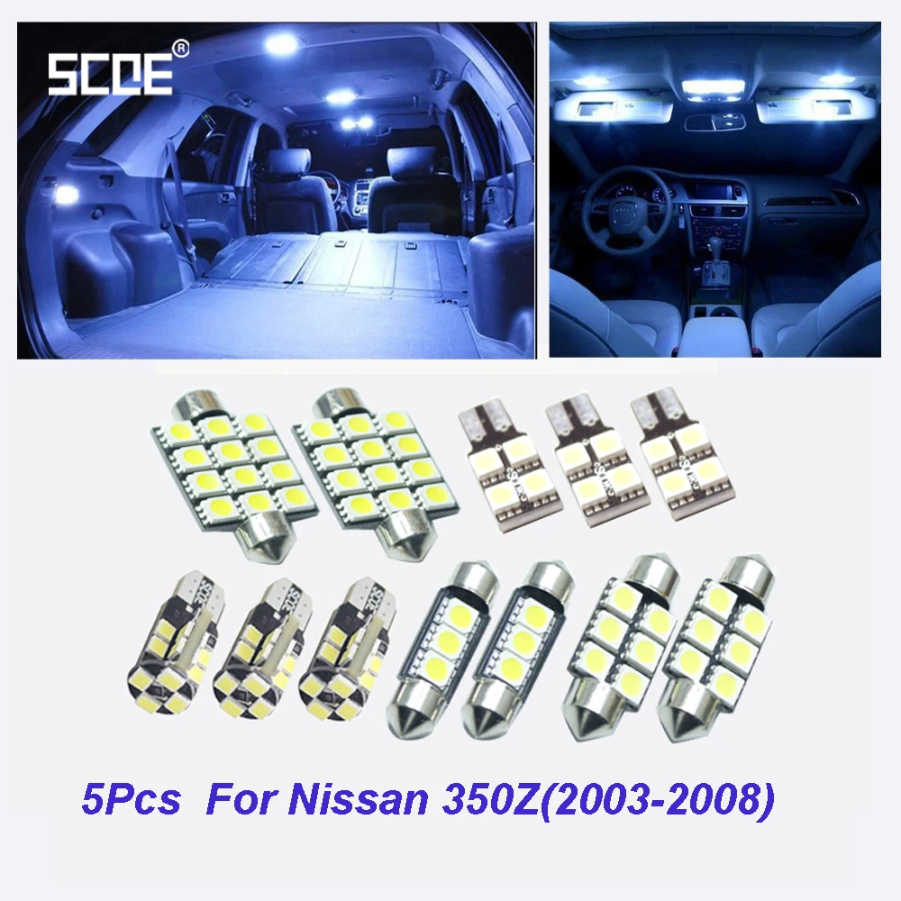 

New High Quality SCOE 5 pcs x LED Interior Package Dome Light Reading Light Kit For Nissan 350Z(2003-2008)