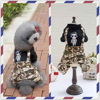

FY48 Cool Warm pet dog hoodies Sun camouflage clothes Lovely winter Puppy dog Striped 4 legs Fleece Overall Costume Apparel