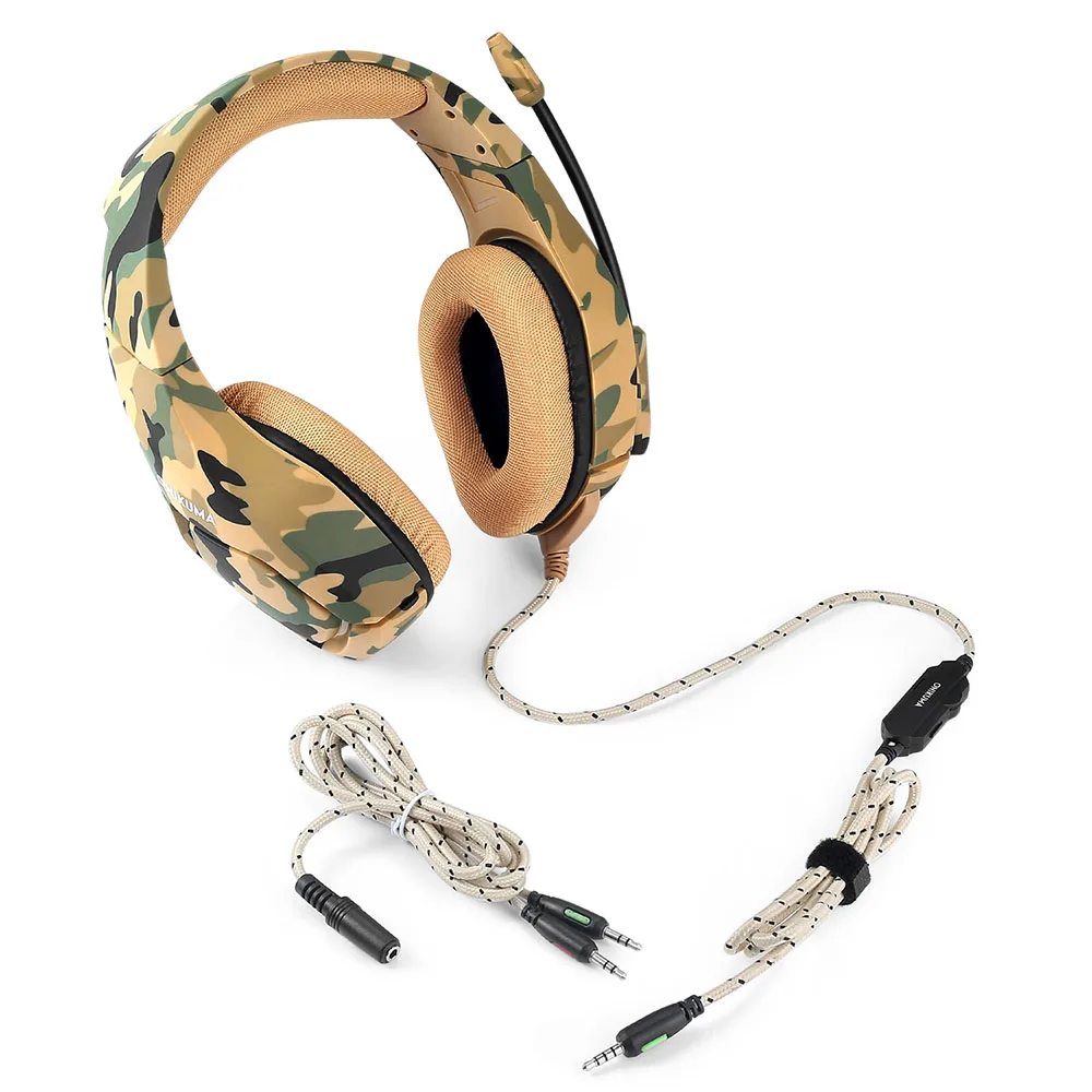 Лучшая игровая гарнитура Casque K1 с микрофоном, камуфляжные наушники с шумоподавлением для ПК, сотового телефона, ноутбук Xbox One