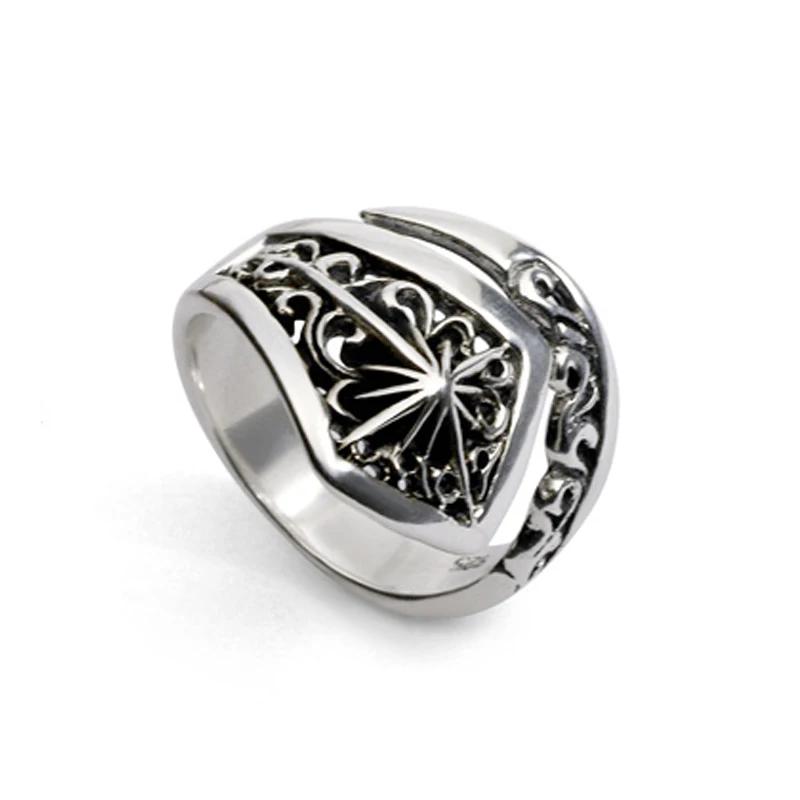 Чистый 925 пробы Серебряные ювелирные изделия Готический звезда кольца открытие широкий версия Для мужчин знак кольцо специальные Рождественский подарок 1078