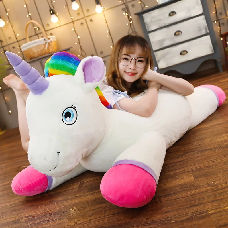 40 100cm Giant Size Rainbow Unicorn Plush Toy Soft Stuffed Cartoon Unicornio Dolls Animal Horse Christmas 1