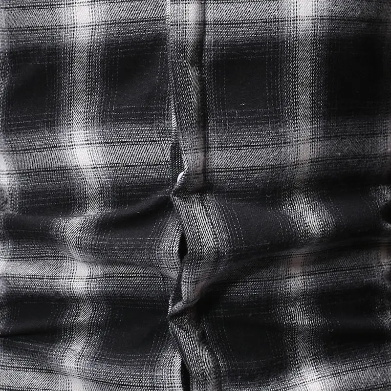 Black Plaid Red Checkered Shirt Mens Fashions Chemise Homme Dress Shirts Mens Short Sleeve Button-Down Blouse Men Clothes YS54 (10)