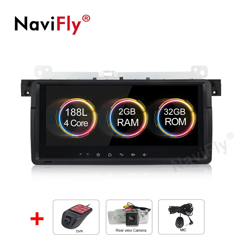 NaviFly 8,8 дюймов 2 ГБ+ 32 ГБ, Android 9,1 Автомобильный мультимедийный плеер для BMW E46 M3 318/320/325/330/335 Rover 75 1998-2006 TDA7851 7708IC - Цвет: Add Camera DVR