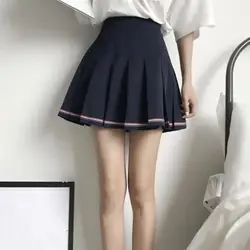 2018 новый стиль школа моды ветер Женская плиссированная юбка летняя юбка с завышенной талией с эластичной талией детская юбка