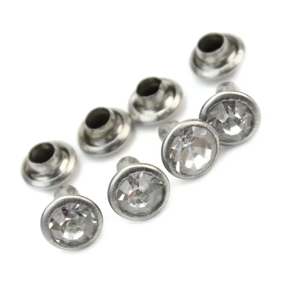 50 Sets Rhinestone Rivets Steel color Rhinestone Stud Spot Rivets