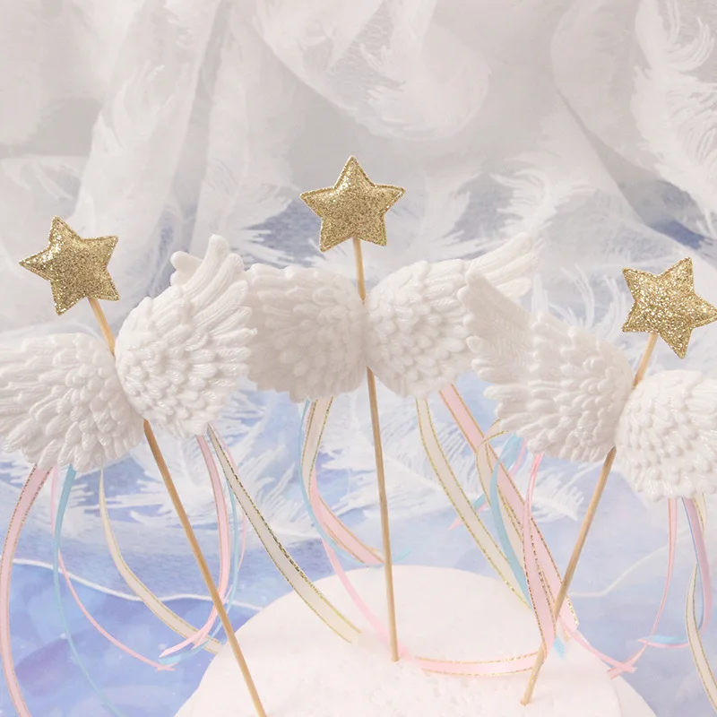 

DIY Cake Toppers Birthday Cake Decorating Wing Shape Beautiful Stars Ornament For Thanksgiving Decors Wedding Party Supplies