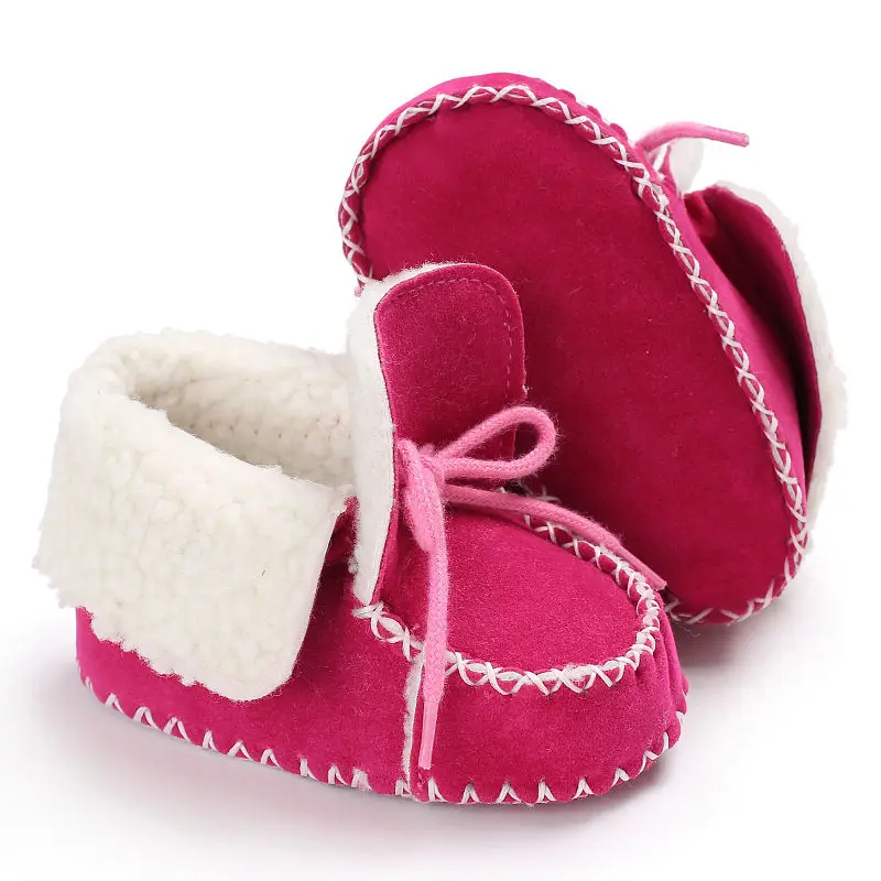 Новые зимние ботинки для мальчиков из овечьей кожи с мехом; теплые мокасины для маленьких девочек; Плюшевые ботинки на шнуровке