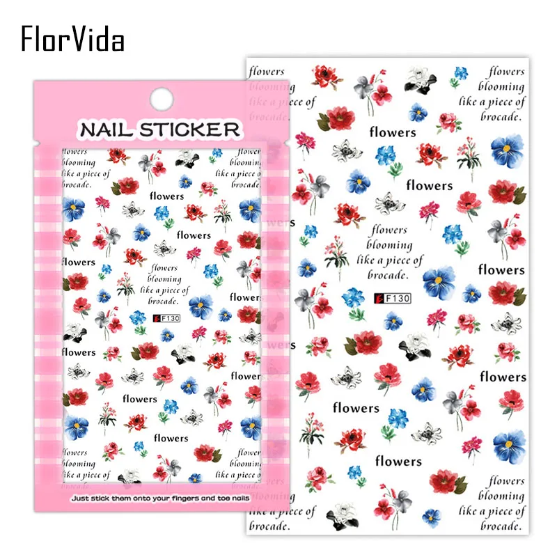 FlorVida F152 клей для ногтей Наклейка s на ногти дизайн драгоценных камней Кот узел линий белый черный Золотой F серии Стикер Маникюр