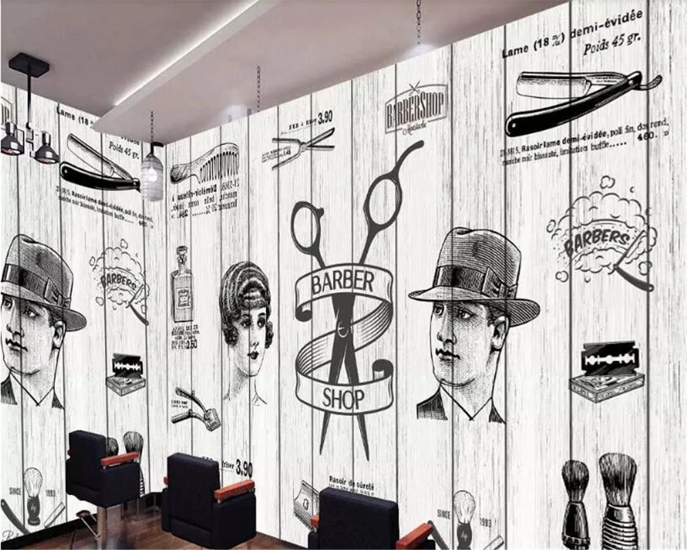 

beibehang wallpaper for walls 3 d Brick wallpaper black and white international salon photo wallpaper hairdressing tooling wall