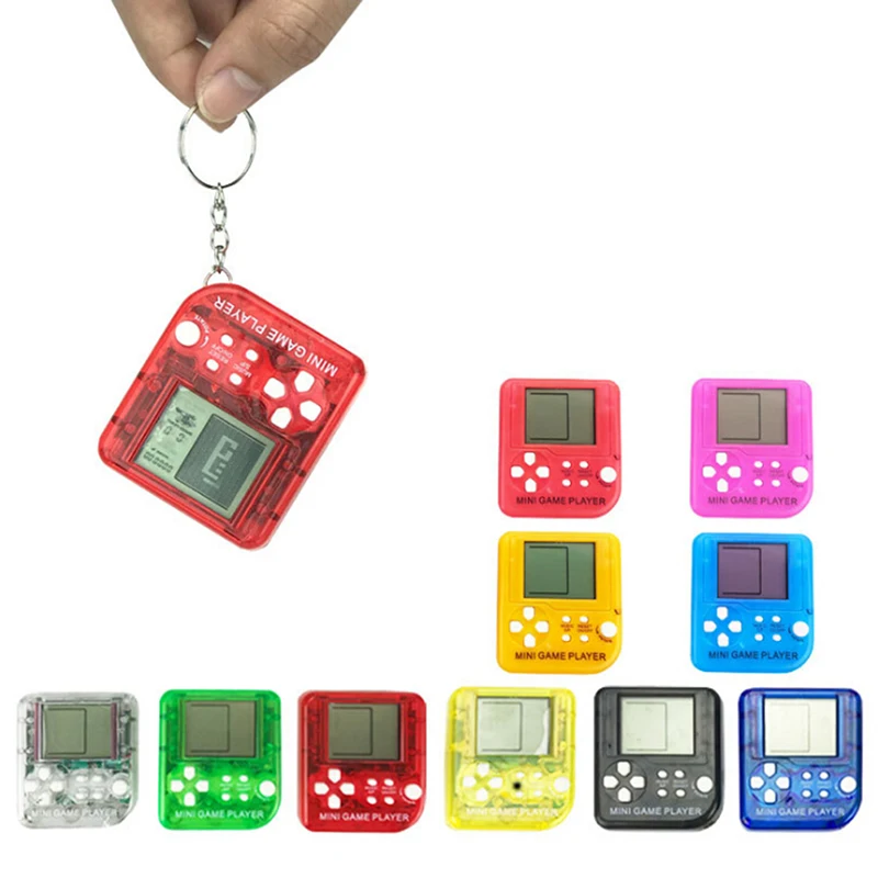 

2018 Hot 1PC Mini Tetris Keychain Electronic Game Machine Keyring Education Game Toys Gifts For Kids Color Random