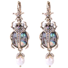 3 пара/лот высокой моды jewelry аксессуары Винтаж Металлические жемчуг насекомых жук Серьги