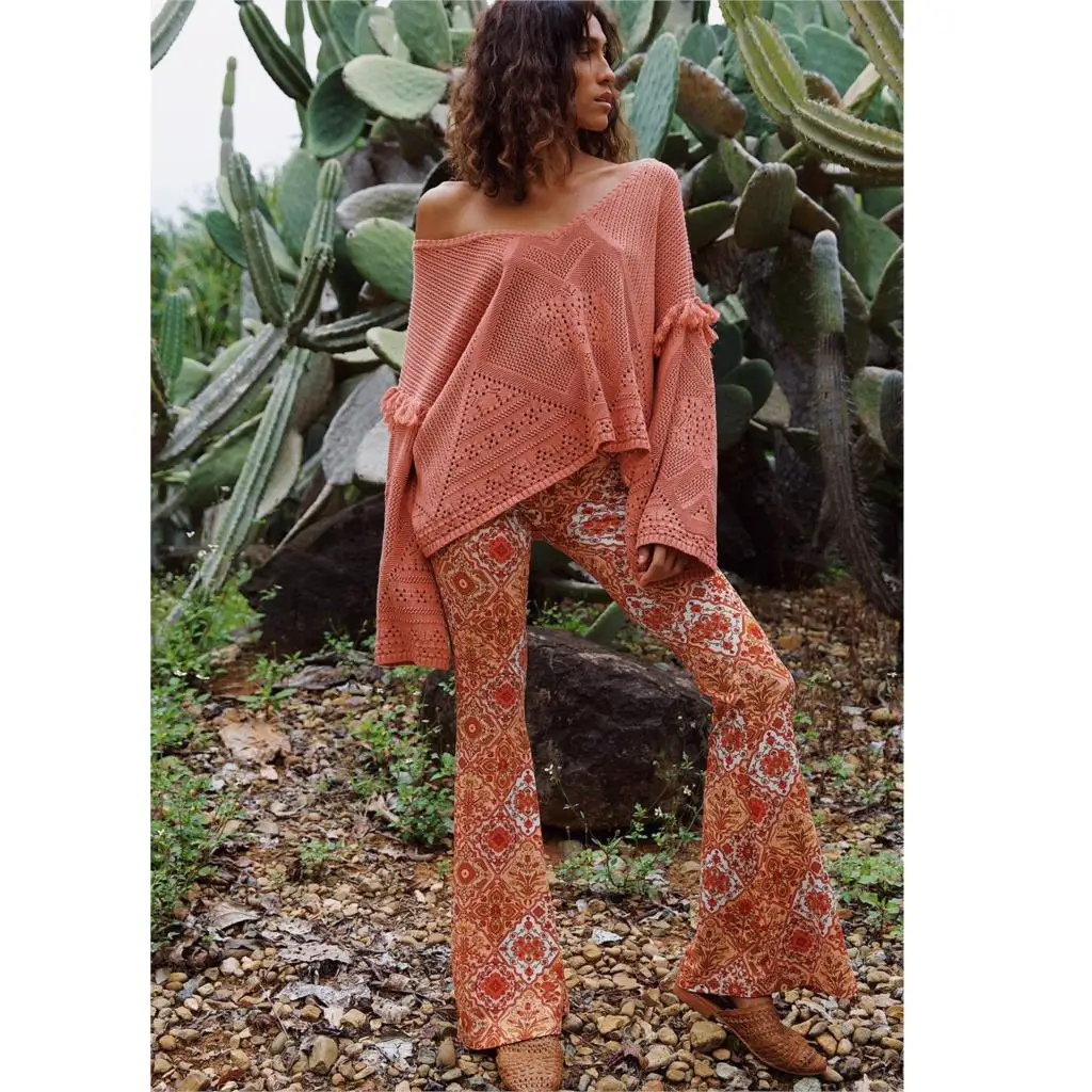 

Jastie Women Bells Pants Boho Chic Floral Print Long Trousers Slim Flare High Waist Pants Summer 2019 pantalon femme Trouser