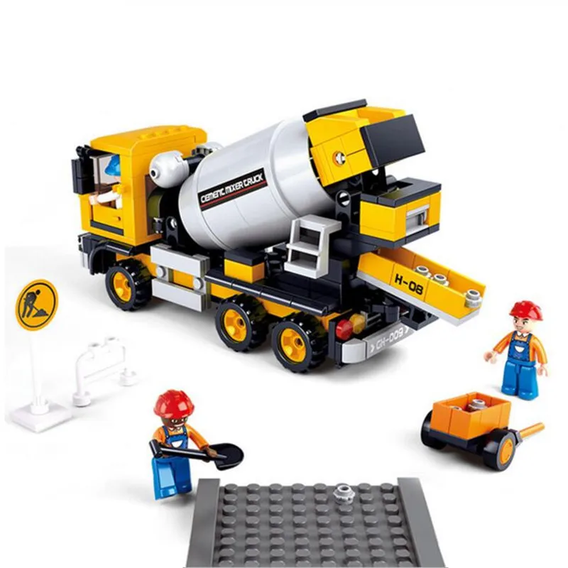

New Cement Mixer Truck Assembling Model Building Blocks Kit Toys Gifts