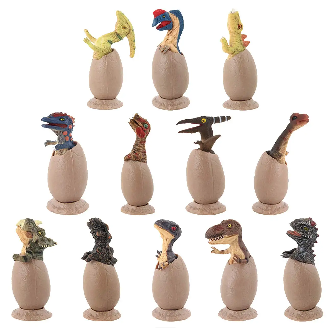 

12 Unique Realistic Dinosaur Eggs Action Figures Toy with Tray for Party, Display and Collection