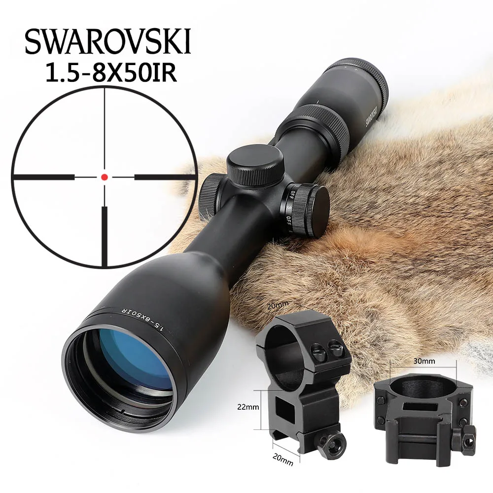 Имитация винтовки Swarovskl 1,5-8x50 IRZ3 прицелы F15 красная точка сетка охотничий прицел Сделано в Китае - Цвет: with Picatinny Rings