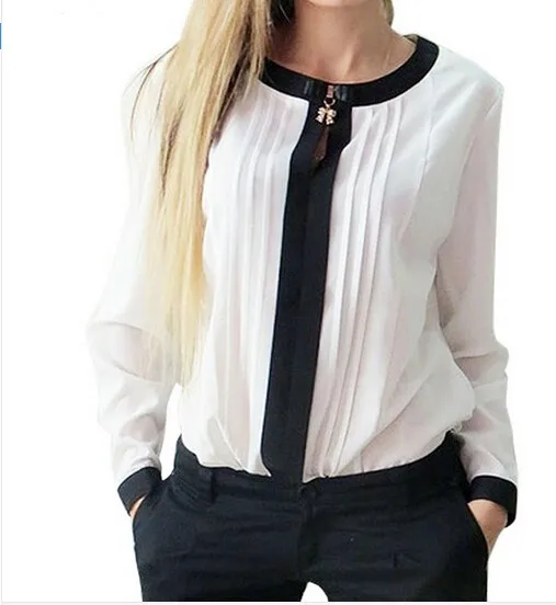 

IMC New Hot Women Tops And Blouses New Hot Spring Ladies Chiffon Blouse Shirt Long Sleeve O- Neck Bow Tops