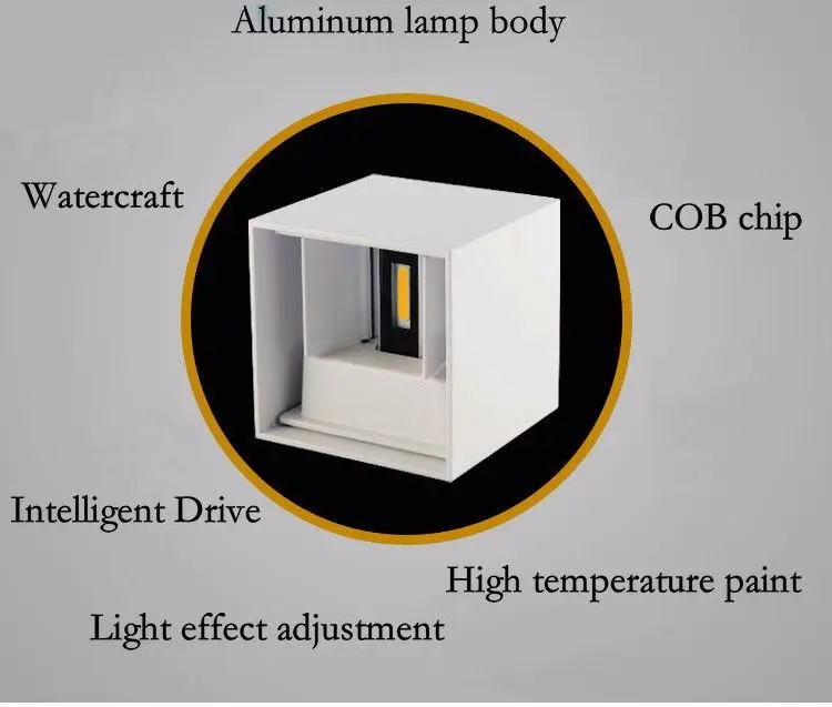 Современный краткое Cube Регулируемый поверхностного монтажа 7 W светодиодный настенный светильник Открытый Водонепроницаемый IP65 Алюминий