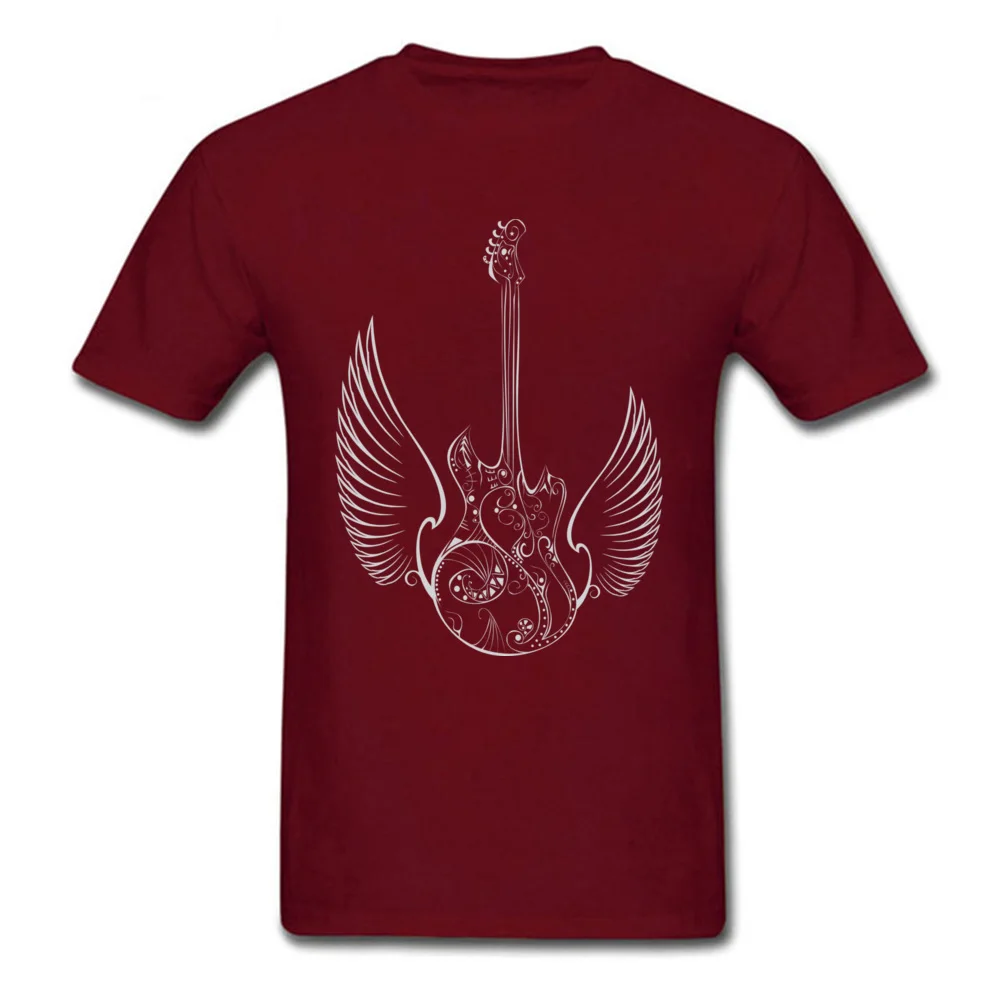 Round Collar Love Music Guitar Wings 100% Cotton Men T-Shirt Casual Short Sleeve Tops Tees Discount Casual Tops & Tees Love Music Guitar Wings maroon