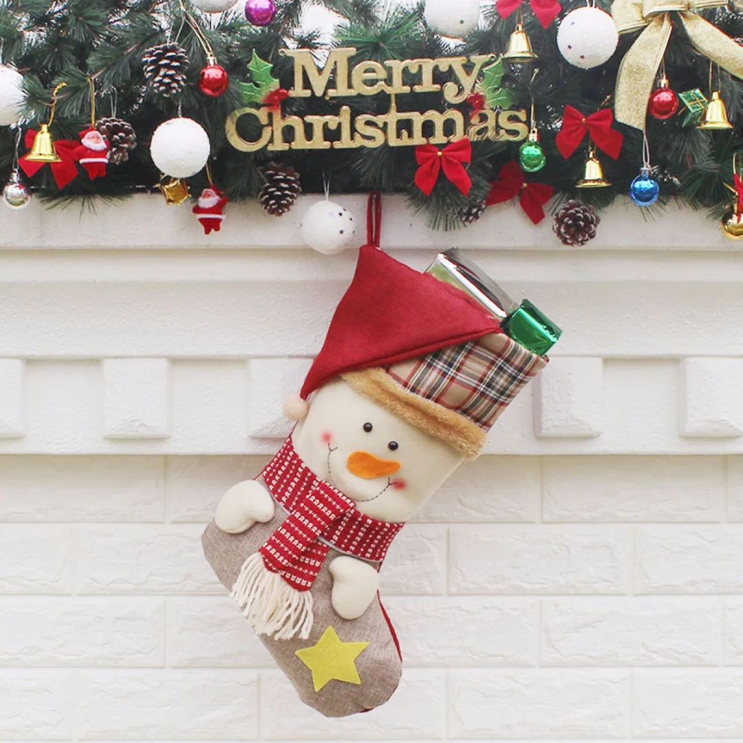 JX-LCLYL Cute Christmas Stocking Holder Socks Xmas Home Party Hanging Decor Candy Gift