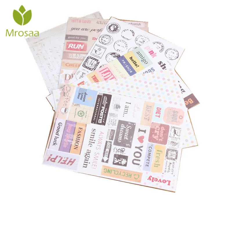 

6 sheets Retro Letter Stamp Stickers Posted It Kawaii Planner Diary Scrapbooking Stickers Decorations Stationery School Supplies