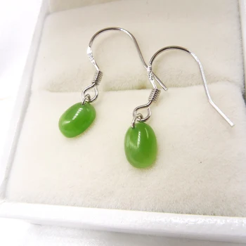 

natural Jade VVS Sterling silver 925 hook earrings Drop earrings Authentic gemstone jewelry for women best gift