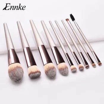 

ENNKE champagne gold makeup brushes set large hair torch shape powder blush brush double end eyebrow eye lash make up brushes