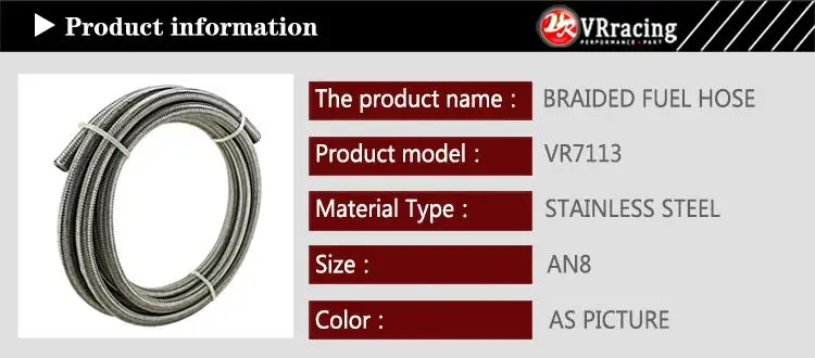 VR RACING-AN8 8AN AN-8(11,2 мм/7/1" ID) Нержавеющая сталь плетеный гоночный шланг мазута линия 5 м/5 м VR7113