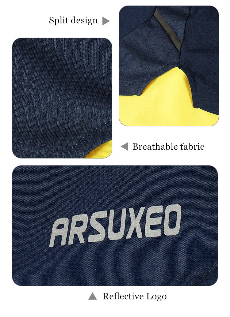 ARSUXEO, светоотражающие мужские шорты для бега, 2 в 1, дышащие, полиэстер, спандекс, шорты для марафона, пробежки, спортзал, спортивные шорты