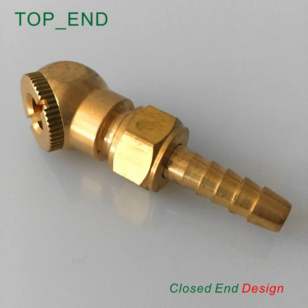8x25mm Hose Barb,Ball Foot Air Chuck w/ Hex Nut,Closed End Design,Brass