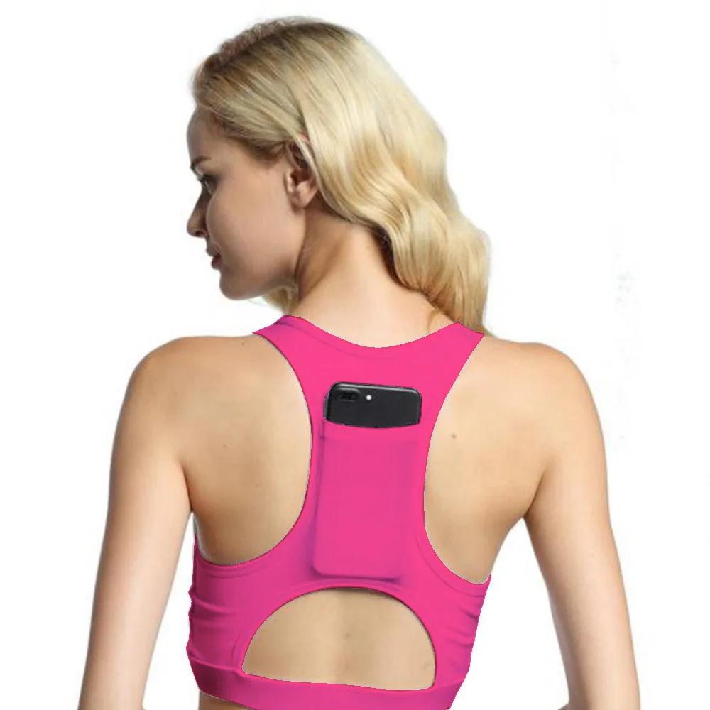 

PHIKESEYA Back Pocket High Quality Shock Sports Bra Women Shakeproof Yoga Bras Full Cup Fitness Bras Gym Sport Top Underwear