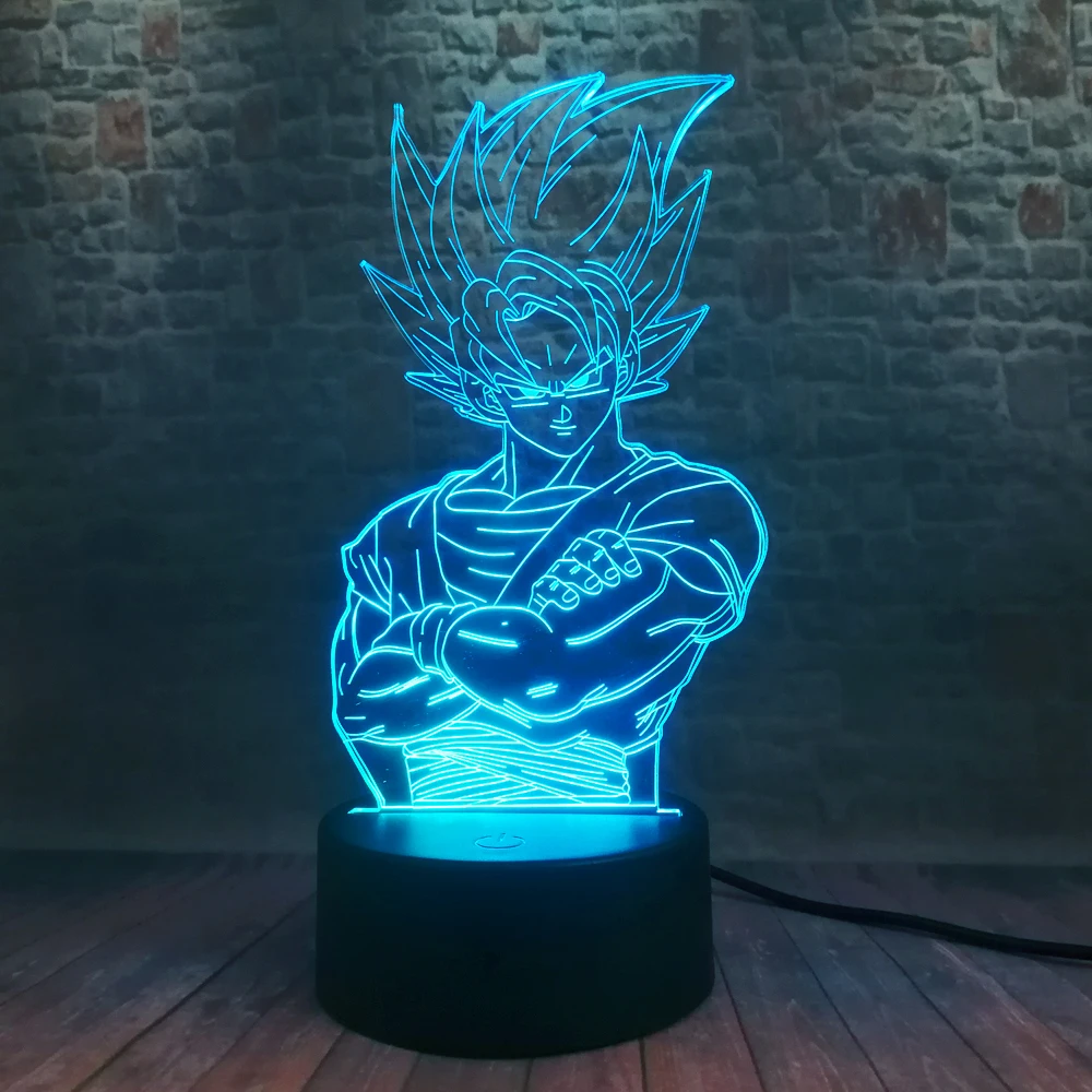 Saiyan Legends King Vegeta Mathilde Dragon Ball Z Kakarotto God Goku фигурка сила действия 3D 7 цветов ночной Светильник для мальчиков Рождество Gif