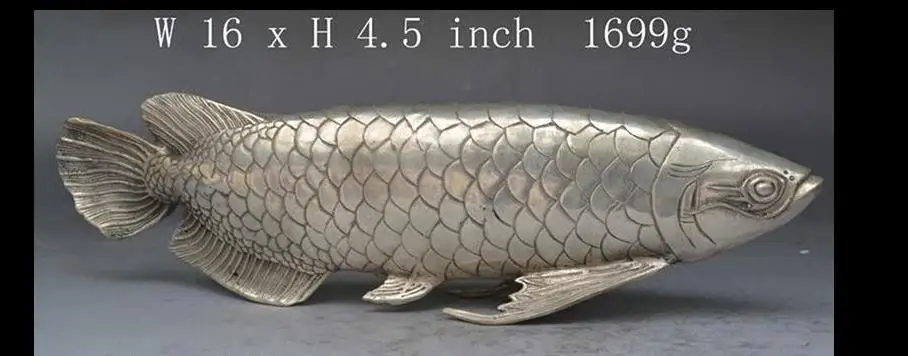 

67111624+++China's old handmade exquisite ornament copper silver lucky sculpture - fish