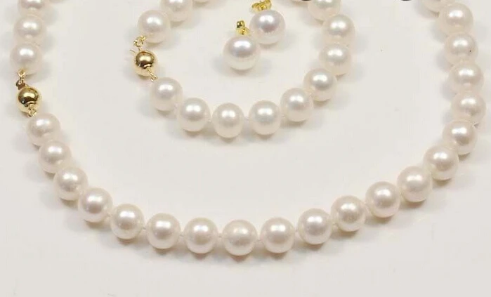 

A0503 charm Jew.657 sets AA 10-11mm white black pink akoya pearl necklace bracelets (0430)