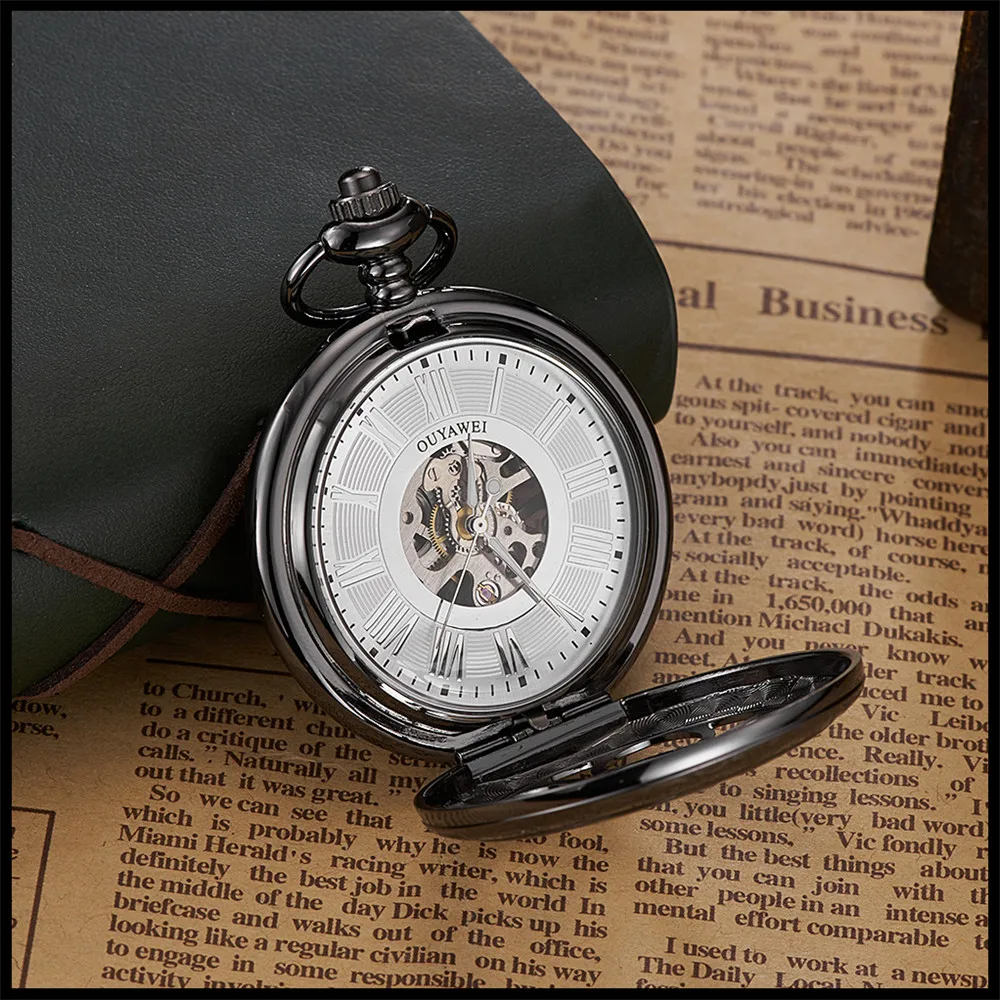 Новое поступление, модные брендовые Механические карманные часы OYW, мужские полностью стальной чехол, карманные часы Fob, аналоговые часы в стиле стимпанк, Relogios