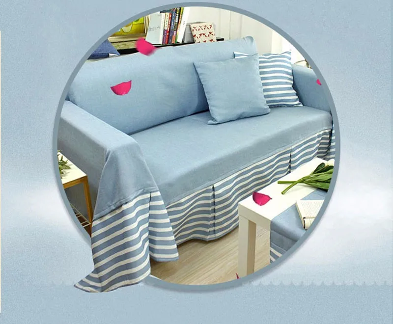 Mediterraneah stretch sofa Cotton Flax cover elastic cover for sofa anti-slip sofa cover (2)