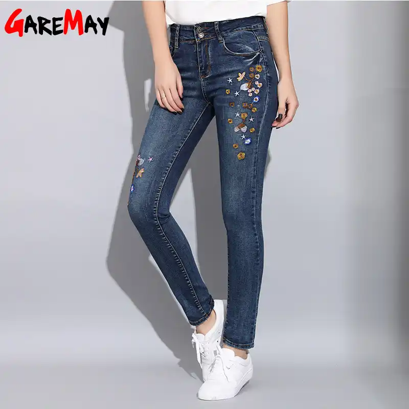 cheap embroidered jeans