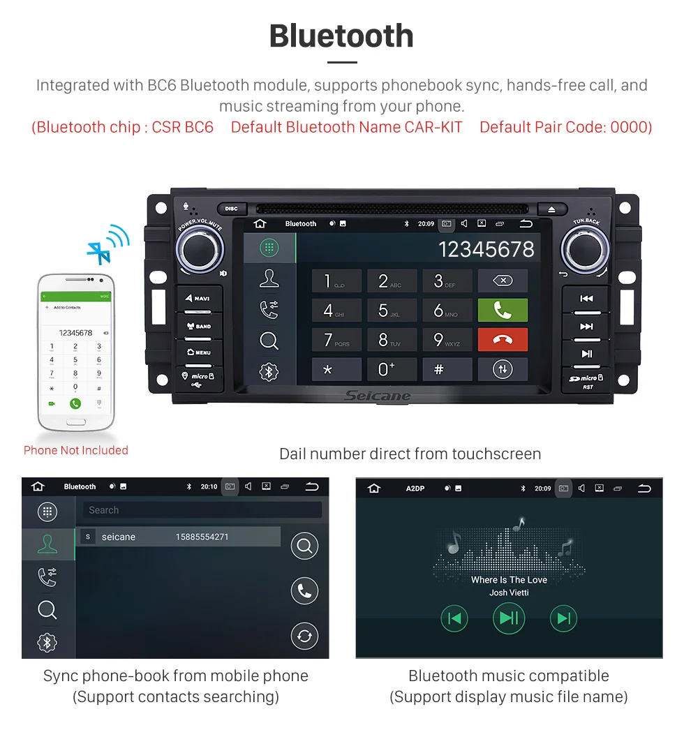Clearance Seicane 7" Android 7.1 1 DIN car DVD Radio GPS Bluetooth System for Jeep Grand Cherokee with USB WIFI AUX Support DAB 1080P DVR 11