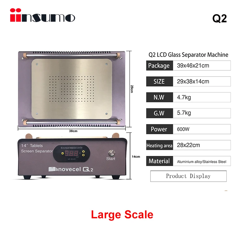 

Q2 14-Inch Heating Phone Screen Separator / Separating Machine w/ Two Build-In Pumps + Hot Plate