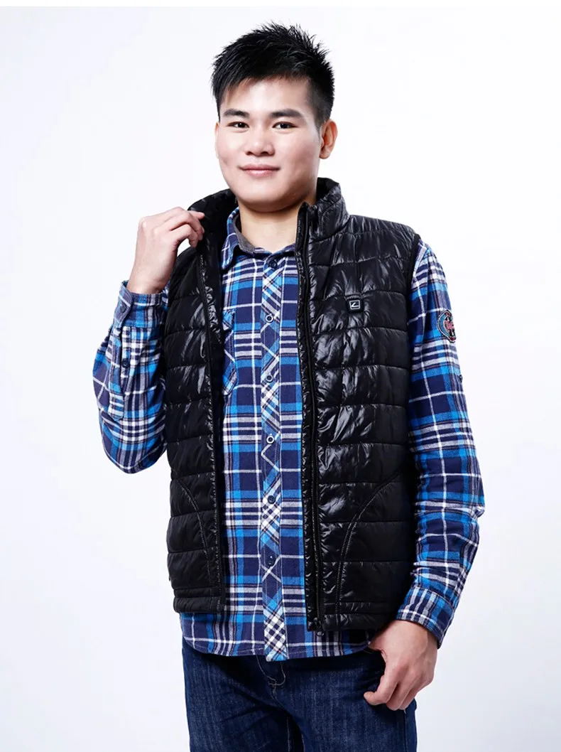 7.4V 4200mAh Electric Heated Vest Men Soft Shell Waterproof Windproof Winter Ski Snow Sportswear Thermal Warm Veste Mens Black NECK BACK HEATED VEST