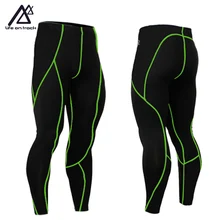 Prendas De Vestir De Compresión de Fitness Mallas Anti-Sudor de Los Hombres Largo Ciclo Línea Verde de Fondo Deporte de Pantalones Leggings Hot venta