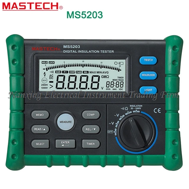 Быстрая Mastech MS5203 Цифровой мегомметровый тест изоляции er Измеритель сопротивления Tecrep 10 г 1000 В AC/DC напряжение Электрический тест
