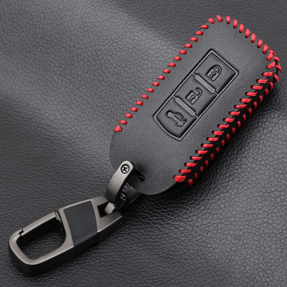 

Genuine leather Remote Car keychain Leather Key Cover Case for Mitsubishi Outlander/Wing gods/Lancer/10 Pajero Sport/ASX